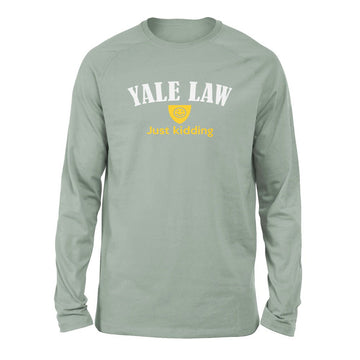 Yale Law, Just Kidding Men/Unisex Drop Shoulder Sweatshirt in Dusty Blue color